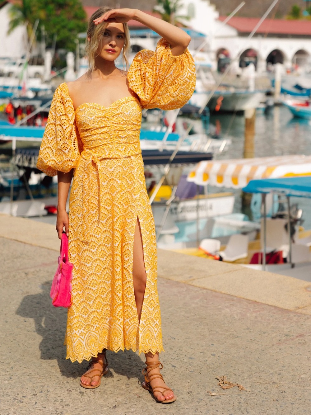 Sundress Yellow Eyelet Maxi Dress